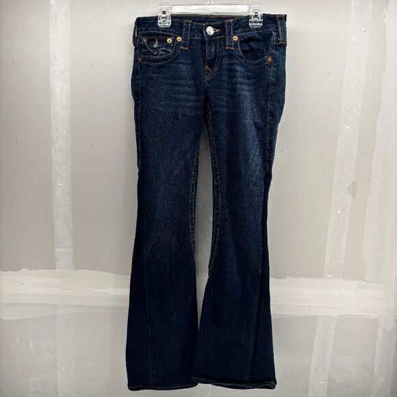 True Religion Joey Jeans Womens Size 27 Blue Low Rise Flare Y2K Style 10-503 - Picture 6 of 11